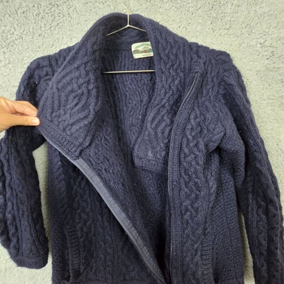 Aran Crafts Merino Wool Zip Front Wmns Sz S Sweater Chunky Cable Fisherman Knit - Picture 3 of 6